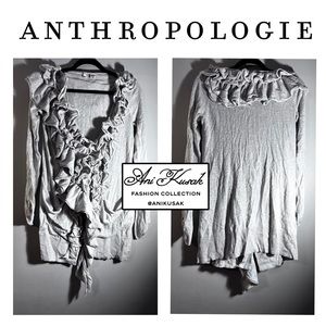 Anthropologie Moth Grey Plaza Ruffle Sweater